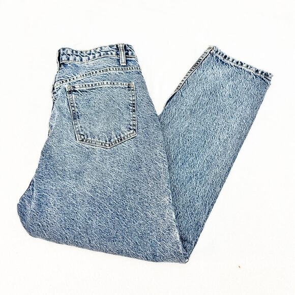 Zara Mom Jeans Vintage Wash Denim Distressed Hem Detailing Size 10 - Picture 8 of 8